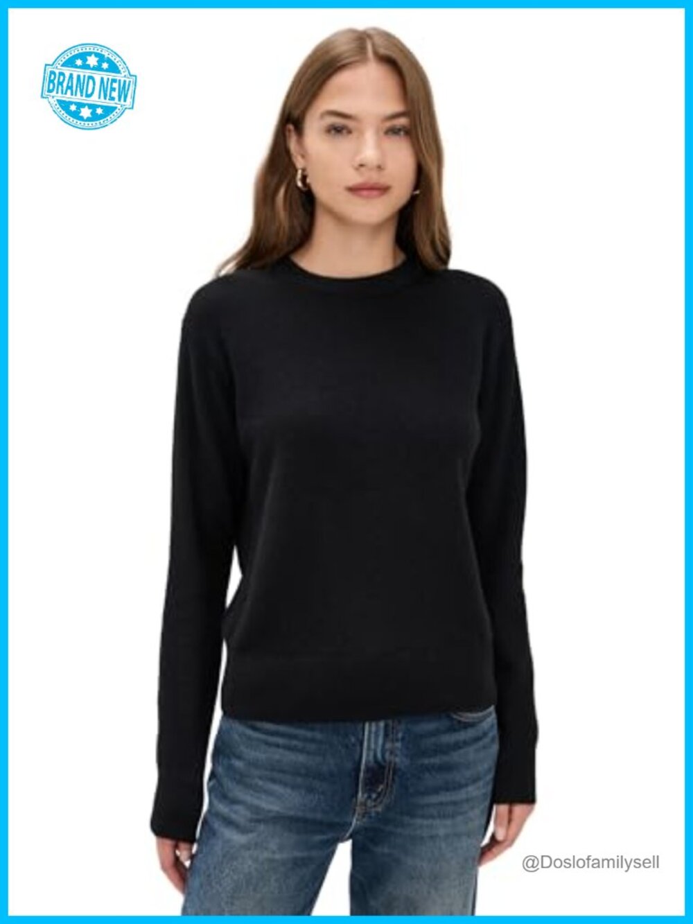 Cashmere Crewneck Pullover Lightweight Stretch Knit Sweater